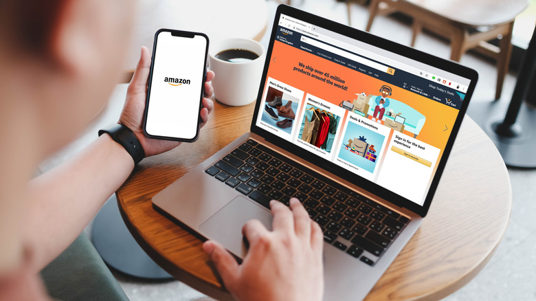 A person shopping on Amazon's website
