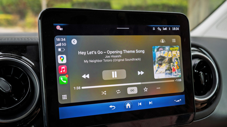 Music playback on an Apple CarPlay infotainment screen