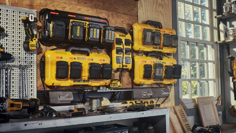 DeWalt 15-amp Power Controller for Multi-Port Battery Charging mounted to wall