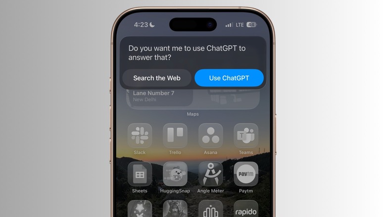 ChatGPT query in iOS 26.