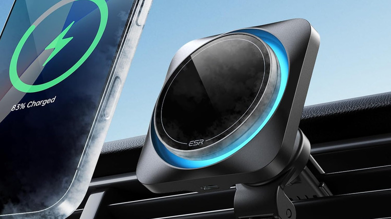 ESR 15W MagSafe car mount installed on an AC vent