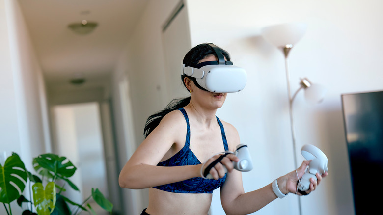 woman using Meta Quest headset