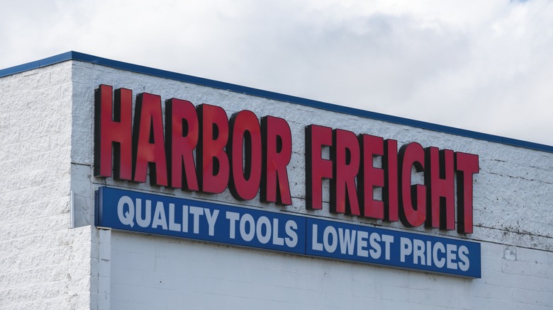 Close-up view of Harbor Freight Tools signage