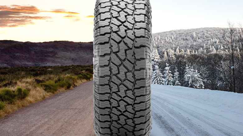 Tread of a Falken Wildpeak A/T 4W tire