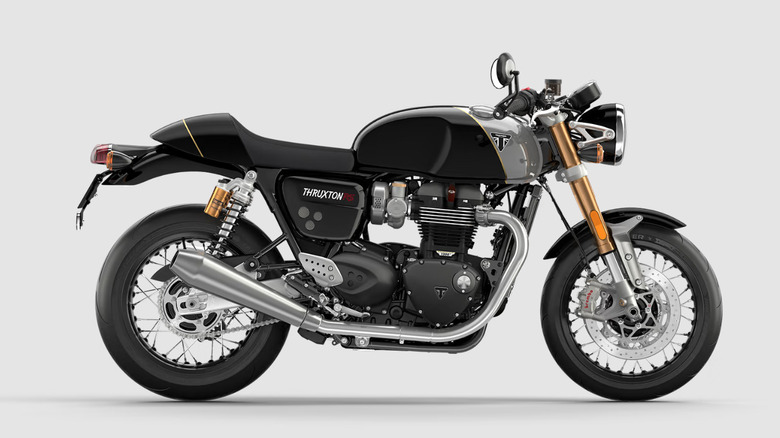 Thruxton Triumph RS motorcycle in profile