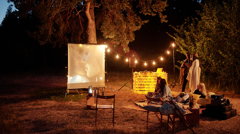 Projector setup camping movie night