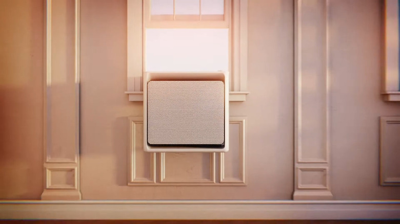 A CG render of a Gradient All-Weather window air conditioner installed in a window.
