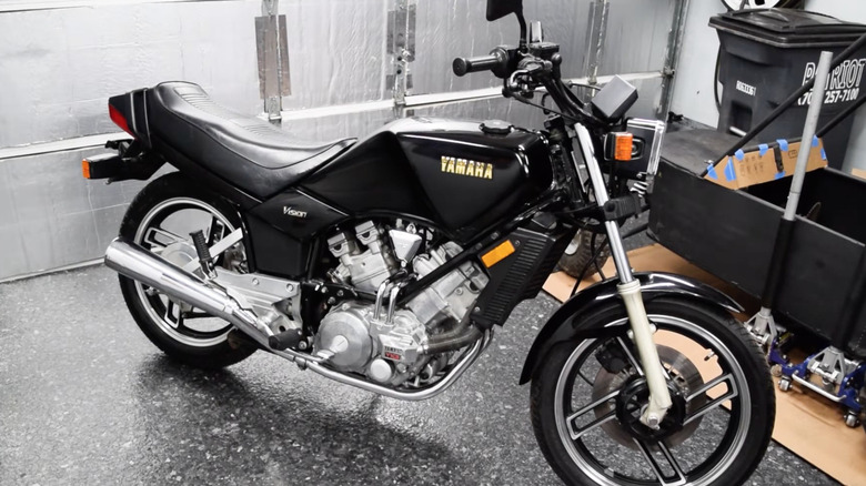 Black Yamaha XZ550 parked on the road