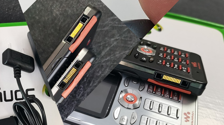 Multiple pictures showing the Sony Ericsson FastPort on a phone.