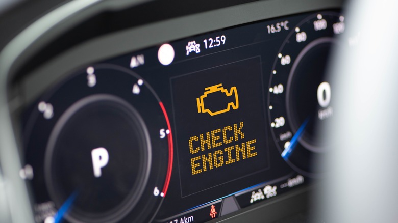 Check engine warning on a digital display