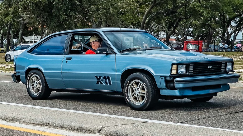 A blue1982 Chevrolet Citation X-11 Coupe at a local car show