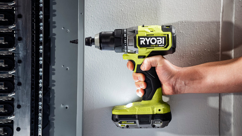 A Ryobi 1/2-inch Drill/Driver with a prominent torque clutch system.
