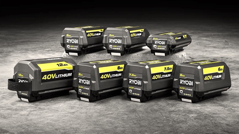 Picture displaying multiple Ryobi 40V batteries