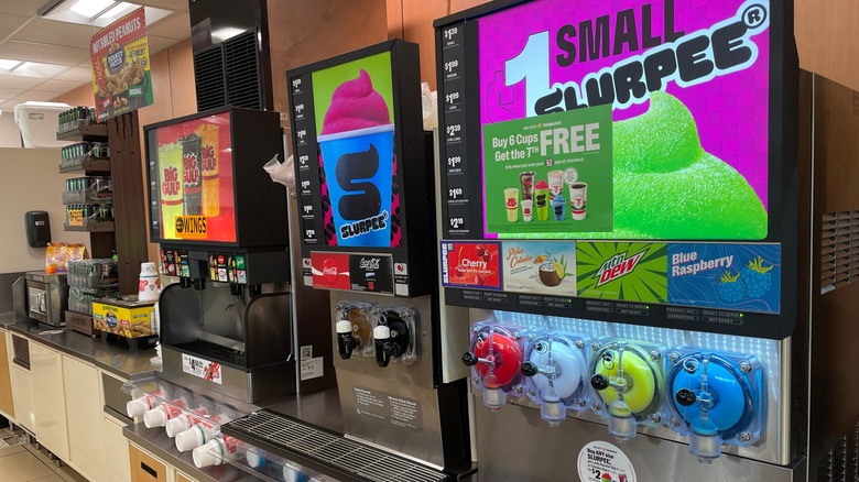 Slurpee and Big Gulp machines inside a convenience store