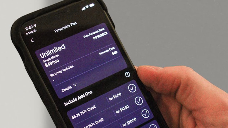 Ultra Mobile pricing on smartphone screen