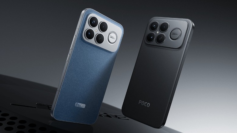 Denim blue and black Xiaomi Poco F8 Ultra smartphones
