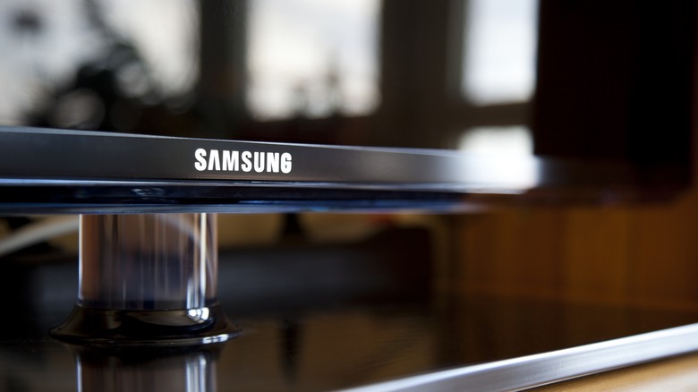 Samsung TV on wooden table