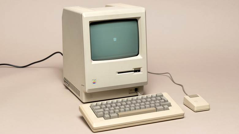 A vintage Apple Macintosh desktop computer