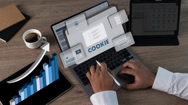 Image of several pop ups appearing on a laptop in use.
