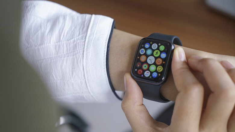 A person using an Apple Watch