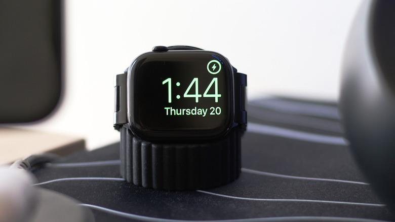 Apple Watch charging on a dock