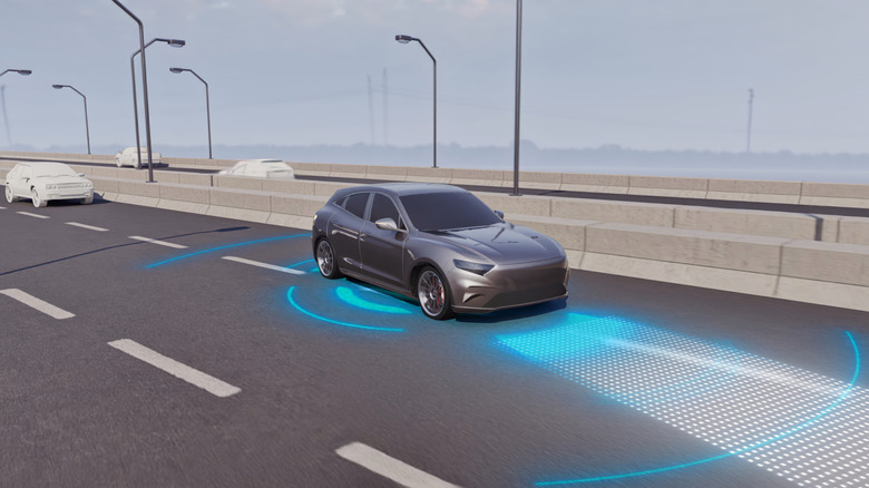 3D model of a self-driving car on the highway