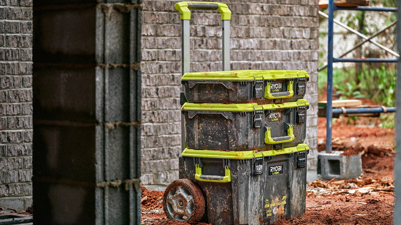 Ryobi rolling tool case in mud