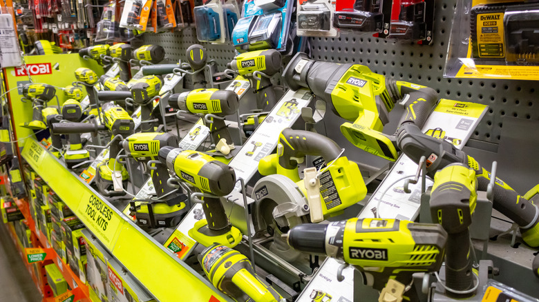 Ryobi tools on display