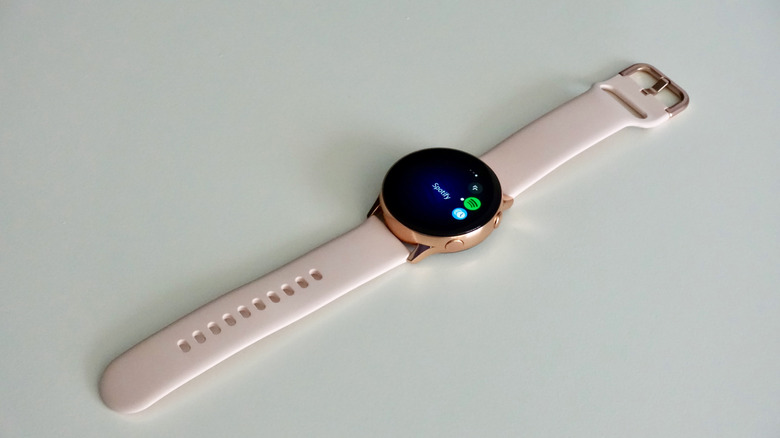 Spotify app icon on a Galaxy Watch.
