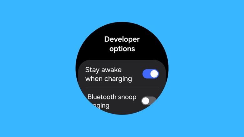 Stay awake while charging option inside Developer Options of a Galaxy Watch