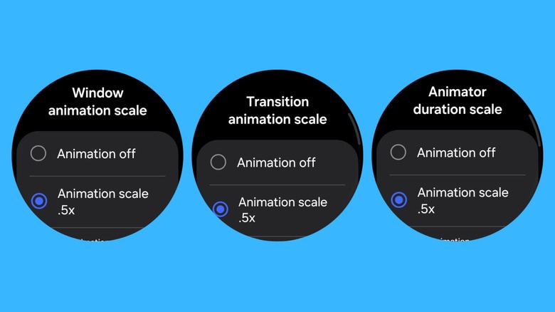 Reduce animation options under Galaxy Watch's Developer Options