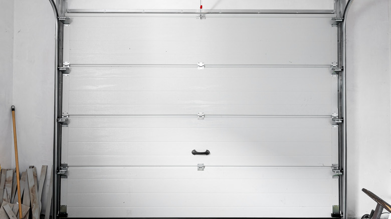 Picture showing a closed garage door