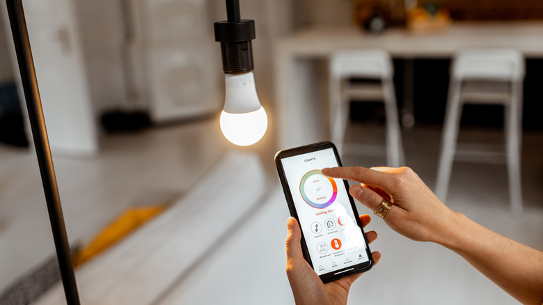 A smartphone app adjusting the quality of a light.