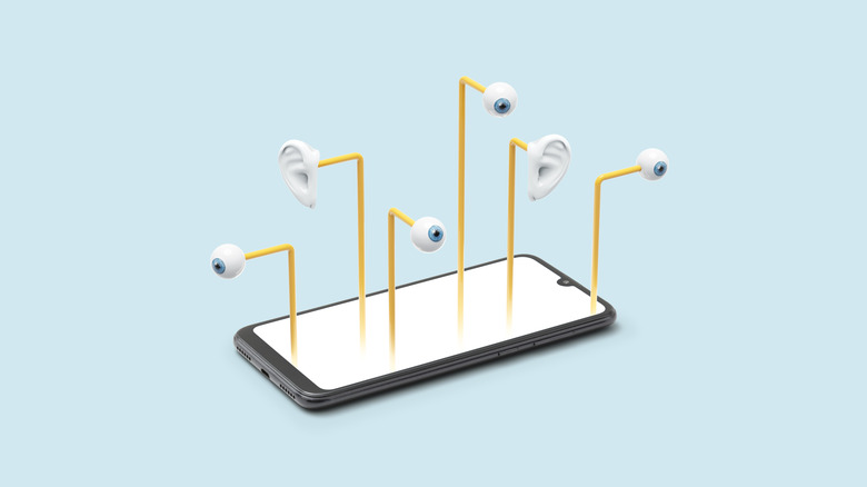 A smartphone with animated eyes and ears
