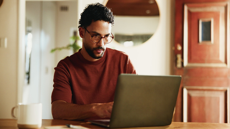 A person working on a laptop