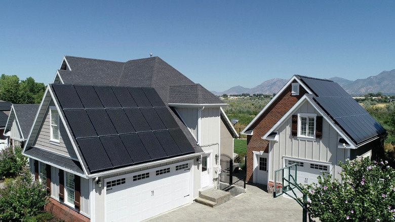 Solar equipment on house roofs