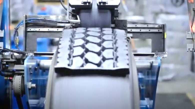 Tire being retreaded by Bandag