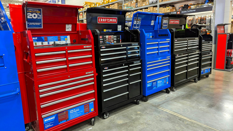 Kobalt and other tool boxes at Lowe's