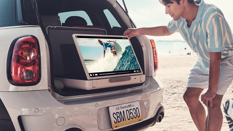 LG StandbyMe Go in a car trunk