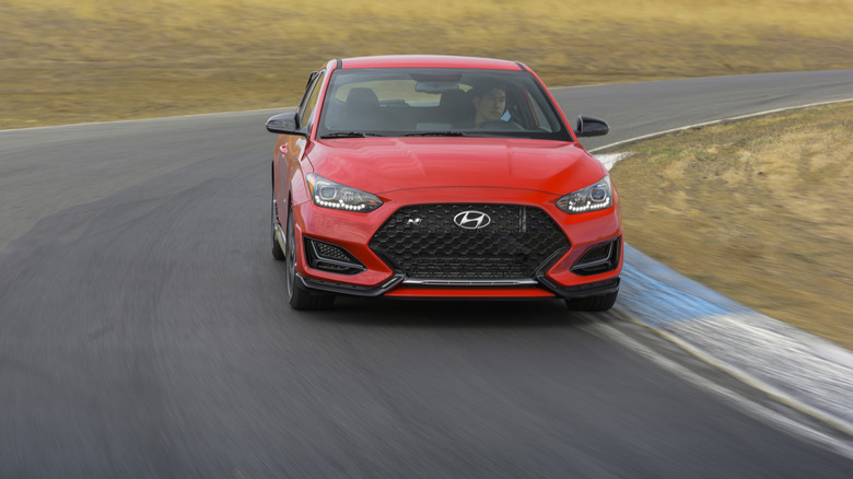 2022 Hyundai Veloster N driving on track