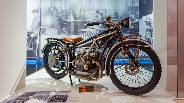 Vintage classic motorbike BMW R32 1923 in BMW Museum