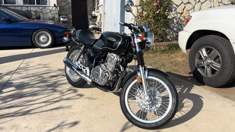 Black 1989 Honda GB500 TT parked