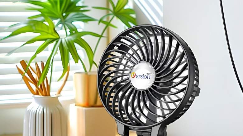 Plugged-in VersionTECH fan on desk