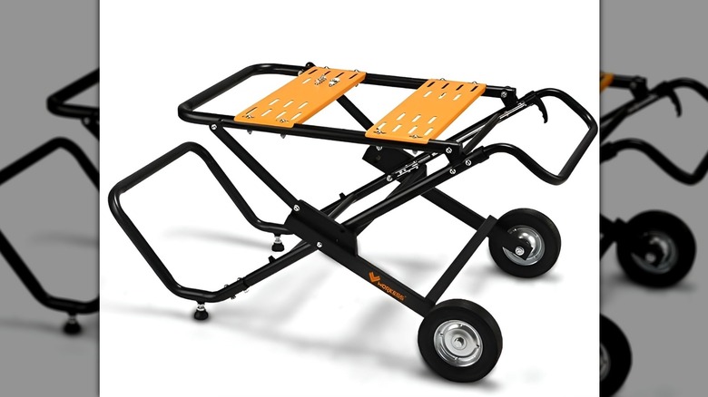 Workess table saw stand on white background