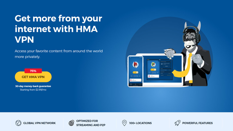 Screenshot of HMA homepage