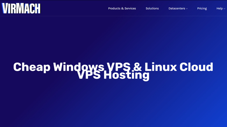 Screenshot of VirMach homepage
