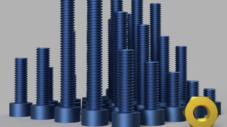 Set of 3D printed screws.