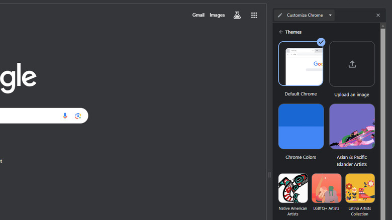 Customize Chrome panel