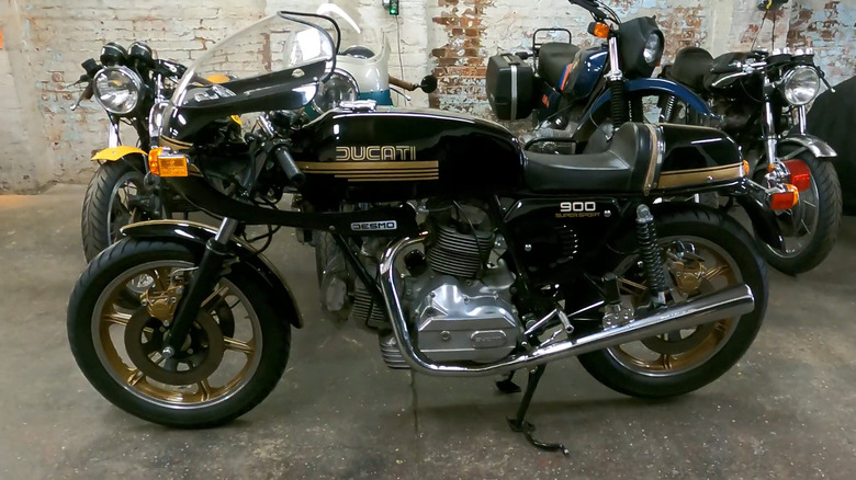 Ducati 900 SS in a workshop