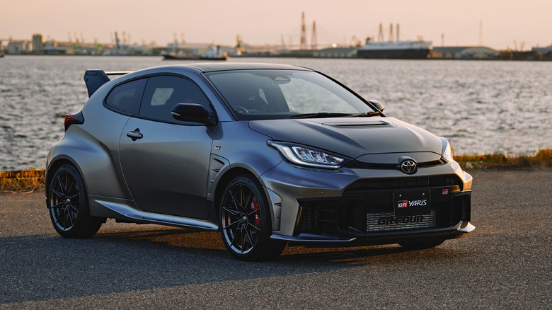 2025 GR Yaris parked next to harbor